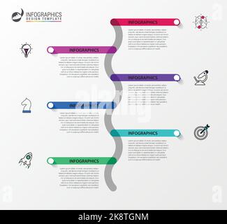 Infografik-Design-Vorlage. Timeline-Konzept mit 6 Schritten. Kann für Workflow-Layout, Diagramm, Banner, webdesign verwendet werden. Vektorgrafik Stock Vektor