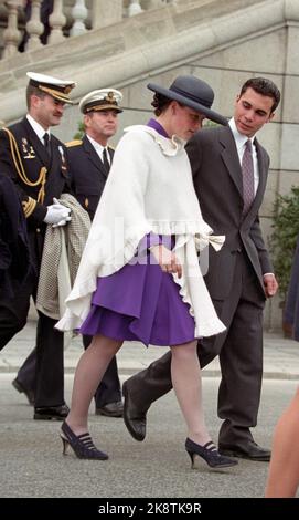 Stockholm 199604: König Carl XVI Gustaf 50 Jahre - mehrere Tage der jährlichen Party für Schwedens König. Picture: Der eigentliche Geburtstag am 30. April. Königliche Gäste. Hier Prinzessin Märtha Louise nach einem marokkanischen Prinzen. Foto: Bjørn Sigurdsøn / NTB / NTB Stockfoto