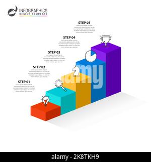 Infografik-Design-Vorlage. Kreatives Konzept mit 5 Schritten. Kann für Workflow-Layout, Diagramm, Banner, webdesign verwendet werden. Vektorgrafik Stock Vektor