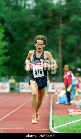 Jessheim 19940821 NM in der Leichtathletik. Laufübung. Bjørn Nordheggen in Aktion. Foto: Erik Johansen / NTB Stockfoto