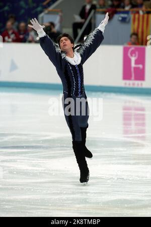 Hamar Olympics 19940226: Winterolympiade bei Lillehammer 1994 Figur, Show: Olympiasieger Aleksei Urmanov (Rus) in Aktion. Foto: Lise Åserud / NTB Stockfoto