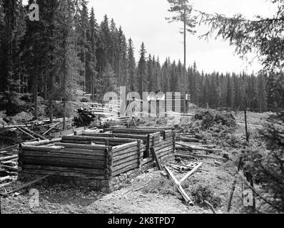 Lillehammer 1946. Setergrend wird in den „Sandvigske-Sammlungen“ in Maihaugen errichtet. Foto: NTB Stockfoto