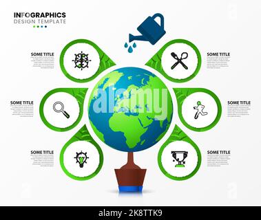 Infografik-Design-Vorlage. Kreatives Konzept mit 6 Schritten. Kann für Workflow-Layout, Diagramm, Banner, webdesign verwendet werden. Vektorgrafik Stock Vektor