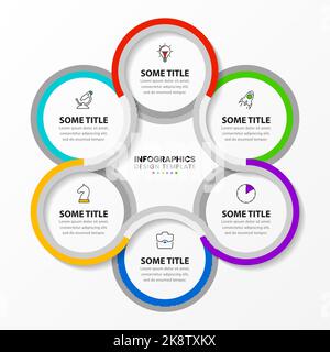 Infografik-Design-Vorlage. Kreatives Konzept mit 6 Schritten. Kann für Workflow-Layout, Diagramm, Banner, webdesign verwendet werden. Vektorgrafik Stock Vektor