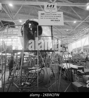 Toulouse, Frankreich 19580517 Hier wird SAS das neue Flugzeug Caravelle gebaut. Muss in der Lage sein, bis zu 70 Passagiere zu nehmen und eine Reisegeschwindigkeit von 800 km pro Tag haben. Stunde auf 12.000 Meter Höhe. SAS hat an erster Stelle sechs mit Präventivrechten für weitere 19 Maschinen bestellt. Foto; Sverre A. Børretzen / Aktuell / NTB Stockfoto