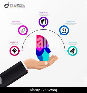Infografik-Design-Vorlage. Kreatives Konzept mit 5 Schritten. Kann für Workflow-Layout, Diagramm, Banner, webdesign verwendet werden. Vektorgrafik Stock Vektor