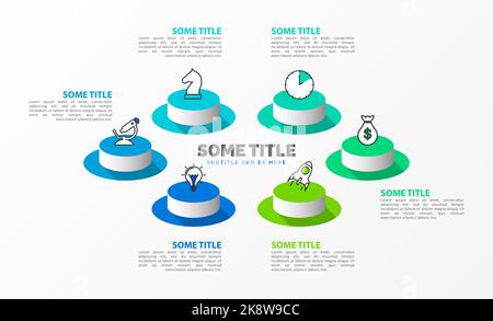 Infografik-Design-Vorlage. Kreatives Konzept mit 6 Schritten. Kann für Workflow-Layout, Diagramm, Banner, webdesign verwendet werden. Vektorgrafik Stock Vektor