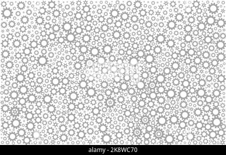 Mechanismuskonzept. Graue Zahnräder auf weißem Hintergrund. Muster. Vektorgrafik Stock Vektor