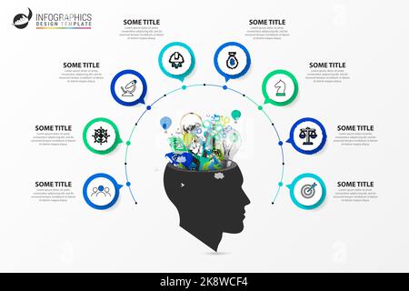 Infografik-Design-Vorlage. Kreatives Konzept mit 8 Schritten. Kann für Workflow-Layout, Diagramm, Banner, webdesign verwendet werden. Vektorgrafik Stock Vektor