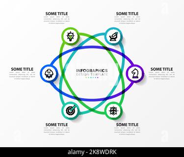 Infografik-Design-Vorlage. Kreatives Konzept mit 6 Schritten. Kann für Workflow-Layout, Diagramm, Banner, webdesign verwendet werden. Vektorgrafik Stock Vektor