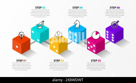 Infografik-Design-Vorlage. Kreatives Konzept mit 6 Schritten. Kann für Workflow-Layout, Diagramm, Banner, webdesign verwendet werden. Vektorgrafik Stock Vektor
