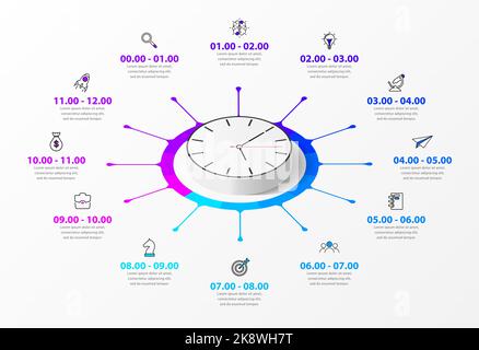 Infografik-Design-Vorlage. Kreatives Konzept mit 12 Schritten. Kann für Workflow-Layout, Diagramm, Banner, webdesign verwendet werden. Vektorgrafik Stock Vektor