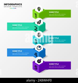 Infografik-Design-Vorlage. Kreatives Konzept mit 5 Schritten. Kann für Workflow-Layout, Diagramm, Banner, webdesign verwendet werden. Vektorgrafik Stock Vektor