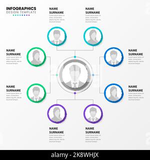 Infografik-Design-Vorlage. Organigramm. Unternehmenshierarchie. Vektorgrafik Stock Vektor