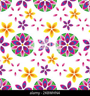 Bunte Blume Mandalas nahtlose Hintergrund. Orientalisches Muster, dekorative Elemente, Vektorgrafik. Islam, Arabisch, Indisch, türkisch, pakistan Stock Vektor