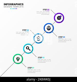 Infografik-Vorlage mit Symbolen und 5 Optionen oder Schritten. Zeitleiste. Kann für Workflow-Layout, Diagramm, Banner, webdesign verwendet werden. Vektorgrafik Stock Vektor