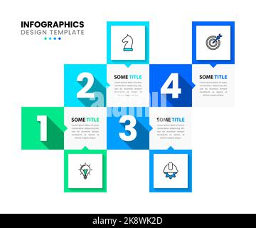 Infografik-Vorlage mit Symbolen und 4 Optionen oder Schritten. Rechtecke. Kann für Workflow-Layout, Diagramm, Banner, webdesign verwendet werden. Vektorgrafik Stock Vektor