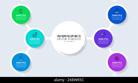 Infografik-Vorlage mit Symbolen und 6 Optionen oder Schritten. Virtuelle Realität. Kann für Workflow-Layout, Diagramm, Banner, webdesign verwendet werden. Vektorgrafik Stock Vektor