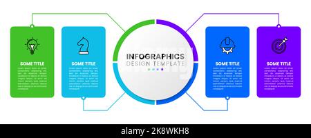 Infografik-Vorlage mit Symbolen und 4 Optionen oder Schritten. Rechtecke. Kann für Workflow-Layout, Diagramm, Banner, webdesign verwendet werden. Vektorgrafik Stock Vektor