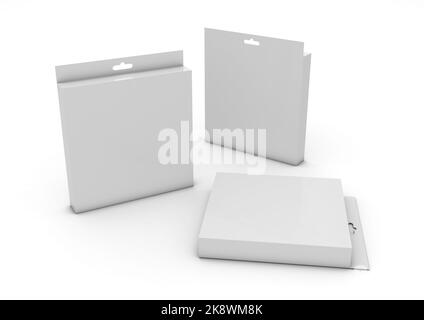 3D Abbildung eines leeren Modells von LED-Panel-Verpackung und -Beleuchtung Stockfoto