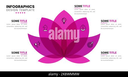 Infografik-Vorlage mit Symbolen und 5 Optionen oder Schritten. Grünes Blatt. Kann für Workflow-Layout, Diagramm, Banner, webdesign verwendet werden. Vektorgrafik Stock Vektor