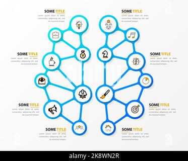 Infografik-Vorlage mit Symbolen und Text. Gehirn. Kann für Workflow-Layout, Diagramm, Banner, webdesign verwendet werden. Vektorgrafik Stock Vektor