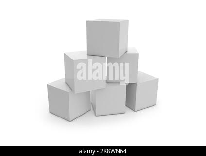 3D Illustration eines leeren Cubes Display oder Totem für die Aktion am Point of Sale Stockfoto