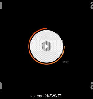 Video Message Banner Illustration. Social Media UI-Konzept auf schwarzem Hintergrund. Leerer Platz zum Hinzufügen von Foto oder Bild mit orangefarbener Verlaufszeit. Bearbeitbare Zeit. Web-Element für mobile Anwendungen. Vektorgrafik Stock Vektor