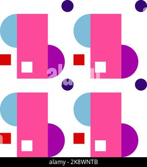 Nahtloses Vektormuster, einfache Geometrieformen, leuchtende Farben, bauhaus-Stil Stock Vektor