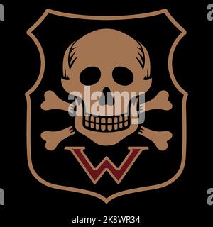 Schädel und Knochen. Militärabzeichen Deutschlands im Ersten und Zweiten Weltkrieg Stock Vektor
