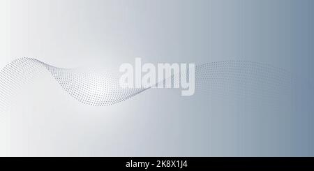 Weißer abstrakter Hintergrund mit fließenden Partikeln. Weiß und grau Digitaler futuristischer Technologie-Konzept-Hintergrund. Dynamische Wellen für Unternehmen Stock Vektor