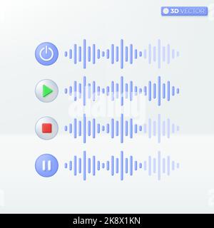 Sound control Symbol Symbole. Musik-Taste, Wiedergabe oder Pause von Video oder Audio, Streaming, Multimedia-Konzept. 3D Vektor isoliertes Illustrationsdesign. Zeichentrickfilm Stock Vektor