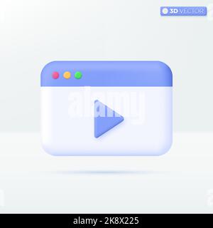 Spielen Symbol Symbole. Musik-Taste, spielen Video oder Audio, Streaming, Multimedia-Konzept. 3D Vektor isoliertes Illustrationsdesign. Cartoon Pastell Minimal st Stock Vektor