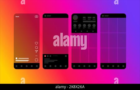 Template Screen Interface Application für Social Media Stock Vektor