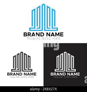 Immobilien-Logo-Design, Gebäude-Logo-Design Stock Vektor