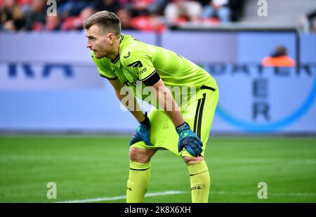 Bundesliga, BayArena Leverkusen; Bayer Leverkusen gegen VfL Wolfsburg; Lukas Hradecky Stockfoto