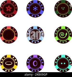 Casino-Chips-Symbole setzen Cartoon-Vektor. Poker-Chip Stock Vektor