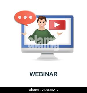 Webinar-Symbol. 3D Illustration aus der E-Learning-Sammlung. Creative Webinar 3D Symbol für Webdesign, Vorlagen, Infografiken und mehr Stock Vektor