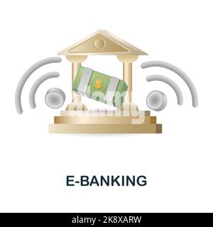E-Banking-Symbol. 3D Illustration aus der Sammlung der Fintech-Industrie. Creative E-Banking 3D Icon für Webdesign, Templates, Infografiken und mehr Stock Vektor