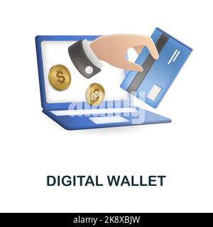 Symbol für digitale Brieftasche. 3D Illustration aus der Sammlung der Fintech-Industrie. Creative Digital Wallet 3D Symbol für Web-Design, Vorlagen, Infografiken und Stock Vektor