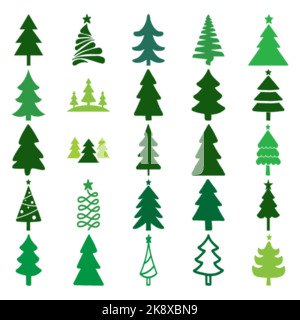 Geschmückte weihnachtsbäume Vektor Illustration für weihnachtselement Stock Vektor