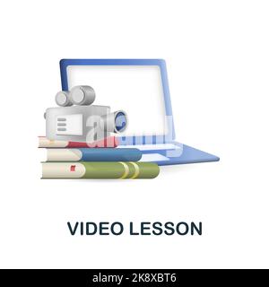 Symbol für Videounterricht. 3D Illustration aus der E-Learning-Sammlung. Creative Video Lesson 3D Symbol für Webdesign, Vorlagen, Infografiken und mehr Stock Vektor