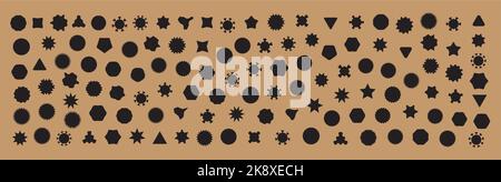 Vektor-Starburst-Aufkleber in geometrischen Formen. Retro-Aufnäher Stock Vektor