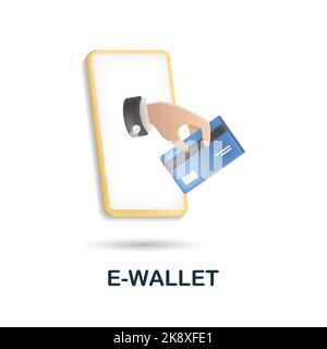 E-Wallet-Symbol. 3D Illustration aus der Fintech Kollektion. Creative E-Wallet 3D Icon für Webdesign, Vorlagen, Infografiken und mehr Stock Vektor