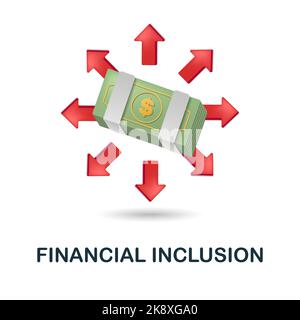 Symbol „finanzielle Einbeziehung“. 3D Illustration aus der Fintech Kollektion. Creative Financial Inclusion 3D Symbol für Webdesign, Vorlagen, Infografiken und Stock Vektor