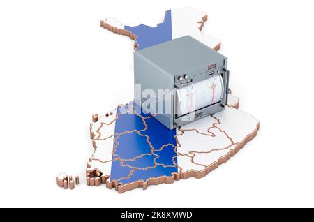 Erdbeben in Finnland Konzept, 3D Darstellung isoliert auf weißem Hintergrund Stockfoto