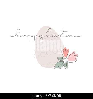 Einfache Karte mit Boho-Stil Ei handgezeichneten Schriftzug Happy Easter Stock Vektor