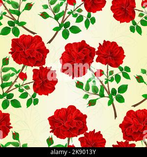 Nahtlose Textur Bouquet von roten Rosen und Rosebuds festlichen Hintergrund vintage Vektor botanische Illustration Hand zeichnen Stock Vektor