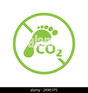Kein Vektorzeichen für CO2-Fußabdruck. CO2 Symbol für Null-Emission-Verbot. Stock Vektor