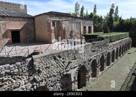 Pompei - Villa dei Misteri dal ponticello di Accesso del Parco Archeologico di Pompei Stockfoto